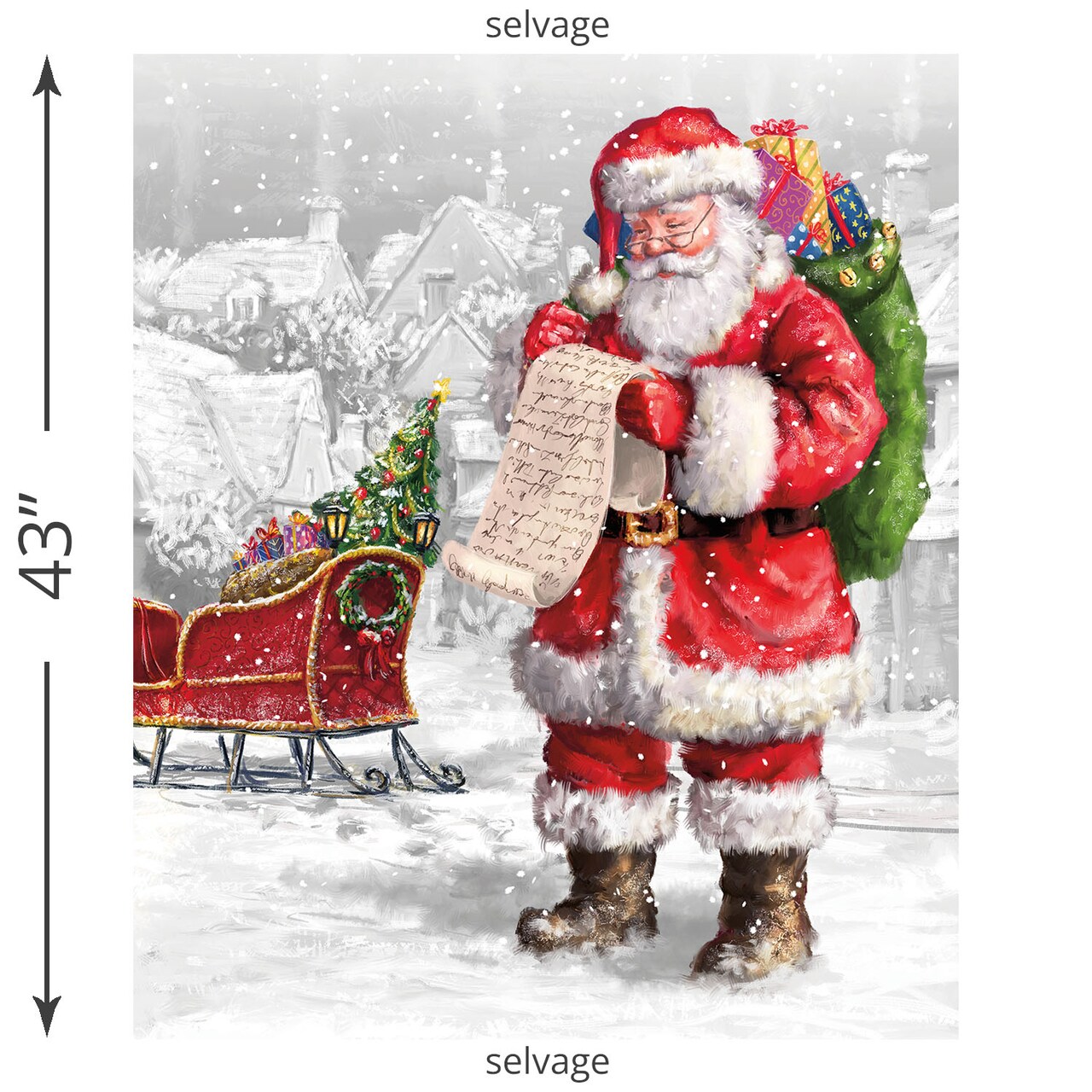 Santa's List Panel (pd16550-panel) | More Christmas Wishes | Riley Blake Designs | Riley Blake